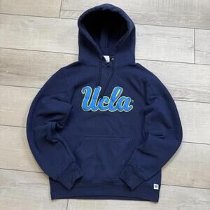Vintage UCLA Hoodie Size S Navy Blue Russell Athletic Spellout Sweatshirt Y2K